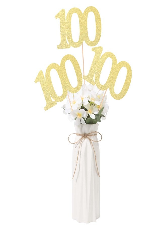 Gexolenu NO 100, 10 Pack Double-Sided Gold Glitter 100th Birthday Centerpieces for Tables, Number 100 Birthday Table Toppers Party Centerpiece Sticks Party Supplies - Image 1